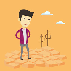 Canvas Print - Sad man in the desert vector illustration.