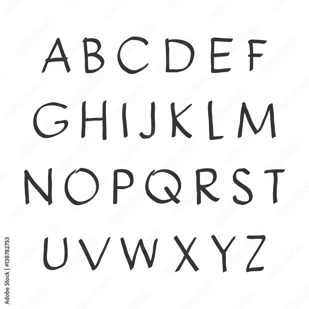 Vector handwritten alphabet. Uppercase letters. Brush script. Modern ...