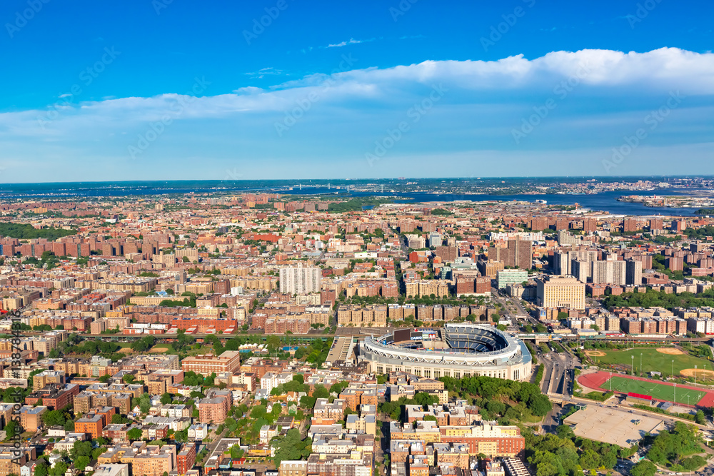 Aerial view of the Bronx, NY - obrazy, fototapety, plakaty 