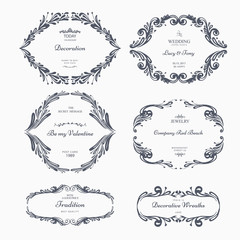 Wall Mural - Collection of hand drawn wreaths. Cute template design elements. Vector illustration.