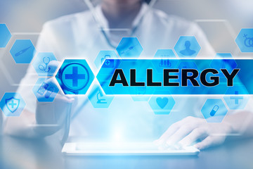 Wall Mural - Medical doctor using tablet PC with allergy medical concept.