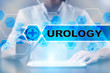 Medical doctor using tablet PC with urology medical concept.