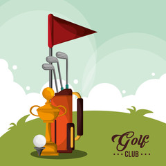 Poster - golf club bag trophy and ball vector illustration eps 10