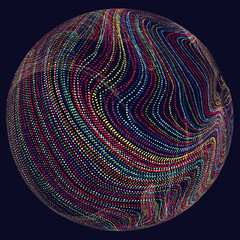 Poster - Three-dimensional sphere composed of multicolored curves, abstract graphics.