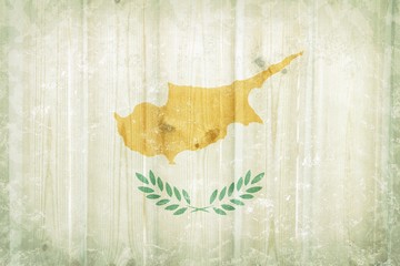 Sticker - Old Cyprus flag texture  on wooden planks