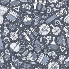 Wall Mural - cartoon cute hand drawn science seamless pattern