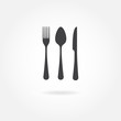 © metelsky25 - Spoon, fork and knife icon. Vector illustration in flat style.