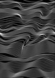 Abstract vector seamless moire pattern with waving curling lines. Monochrome graphic black and white ornament. Striped repeating texture.