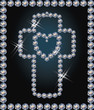 Happy Easter diamond cross and heart , vector illustration