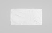 Black White Soft Beach Towel Mockup. Clear Unfolded Wiper Mock Up Laying On The Floor. Shaggy Fur Bath Textured Jack-towel Top View. Domestic Cloth Kitchen Overlay Template Ready For Print..