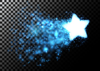 Wall Mural - Bright flying star background. Vector illustration.