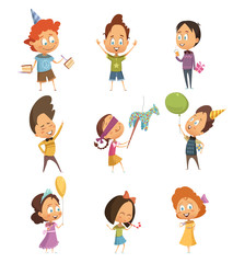 Wall Mural - Kids Party Retro Icons Set