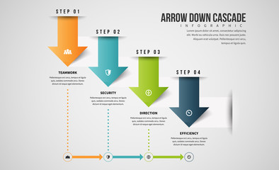 Poster - Arrow Down Cascade Infographic