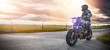 © AA+W - motorbike on the road riding. having fun riding the empty road on a motorcycle tour / journey
