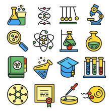 Vector Set Line Icons Flat Color Chemistry