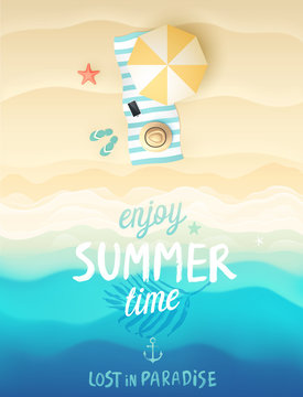 Fototapete - Tropical beach poster.