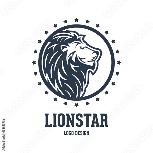 Lion Logo Circle Lion Star Design Logo Vector Buy This Stock