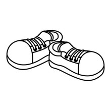 Monochrome Contour With Pair Of Sport Shoes Vector Illustration