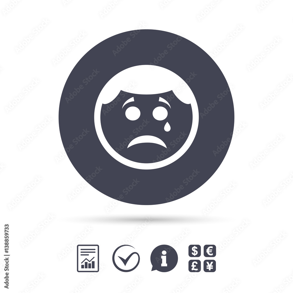 Sad Sign Typing Sad face with tear sign icon. Crying symbol. Stock Vector | Adobe Stock