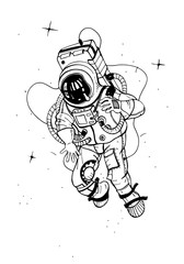 Wall Mural - astronaut in spacesuit. cosmonaut into space on the background of stars. vector illustration.