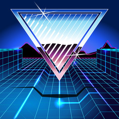 retrofuturistic chrome and neon banner