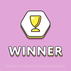 Wall Mural - winner colour hexagonal icon isolated vector illustration. trophy, awards, winner cup symbol. prize 