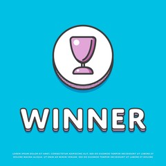 Wall Mural - winner colour round icon isolated vector illustration. trophy, awards, winner cup symbol. prize cont
