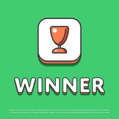 Wall Mural - winner colour square icon isolated vector illustration. trophy, awards, winner cup symbol. prize con