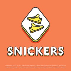 Wall Mural - Snickers colour rhomb icon isolated vector illustration. Sport shoes, gumshoes symbol. Athletic equipment, snickers shoes, sport activity and recreation logo or sign in line design.