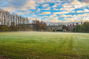 Poster - Cambridge cityscape on foggy autumn morning