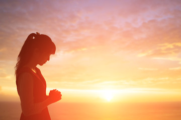 Poster - woman pray pious