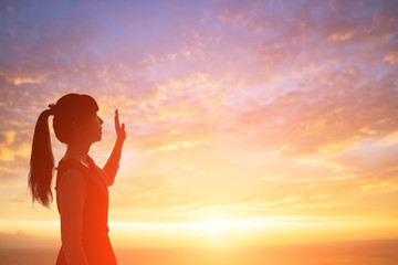 woman pray pious