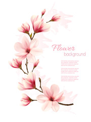 Poster - Beautiful pink magnolia background. Vector.