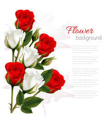 Aufkleber - Beautiful getting card with colorful roses. Vector