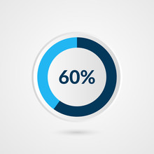 60 Percent Blue Grey And White Pie Chart. Percentage Vector Infographics. Circle Diagram Business Illustration