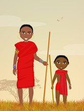 Masai Man And Child
