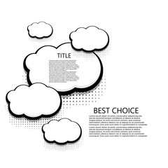 Wall Mural - Vector modern halftone cloud icons background