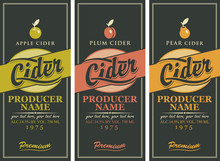 Set Of Three Labels For A Cider