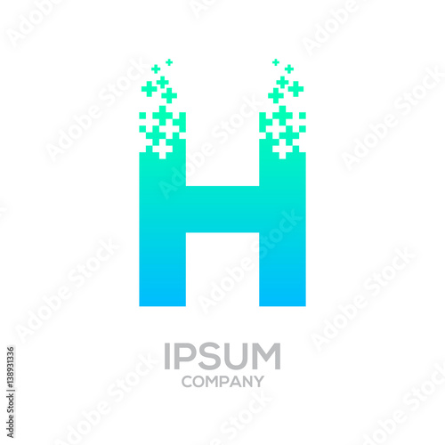 Letter H Pixel Logo Plus Sign Logo Medical Healthcare Hospital