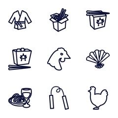 Sticker - Set of 9 chinese outline icons