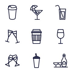 Canvas Print - Set of 9 champagne outline icons