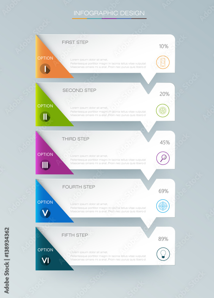 Vector Infographic label design with icons and 5 options or steps ...