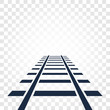 Isolated rails, railway top view, ladder elements vector illustrations on checkered gradient background