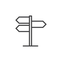 Signpost, Pointer Line Icon, Outline Vector Sign, Linear Style Pictogram Isolated On White. Symbol, Logo Illustration. Editable Stroke. Pixel Perfect