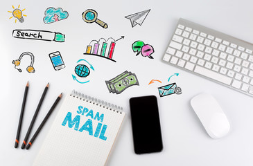 Wall Mural - Spam Mail. Office desk table with computer