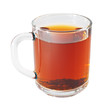 Glass cup with black tea