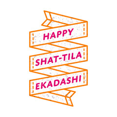 Wall Mural - Happy Shat-Tila Ekadashi day emblem isolated vector illustration on white background. 23 january indian religious holiday event label, greeting card decoration graphic element