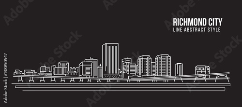 Fotomural Cityscape Building Line art Vector Illustration design - Richmond city