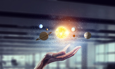 Wall Mural - planets of sun system . mixed media