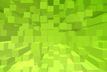 Green Cube Geometric Background